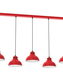 Discount Sklep Kaja Czerwona lampa wisząca z pięcioma kloszami LX 9229 z serii SVEN | Kaja czerwony