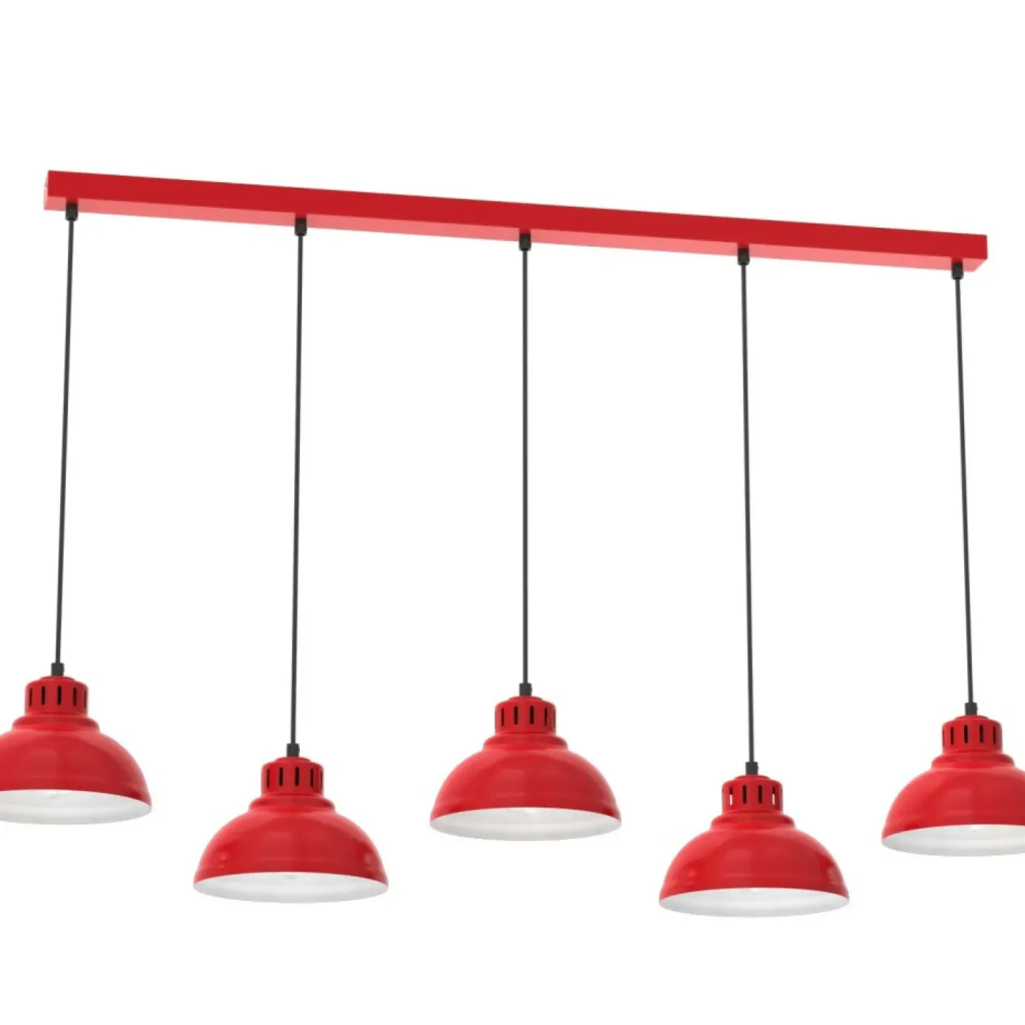 Discount Sklep Kaja Czerwona lampa wisząca z pięcioma kloszami LX 9229 z serii SVEN | Kaja czerwony