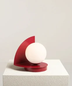 Czerwona, modernistyczna lampka stołowa ⌀14cm 1125B15 z serii LOOP | Kaja Oświet*Sklep Kaja Fashion