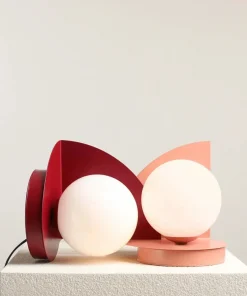 Czerwona, modernistyczna lampka stołowa ⌀14cm 1125B15 z serii LOOP | Kaja Oświet*Sklep Kaja Fashion