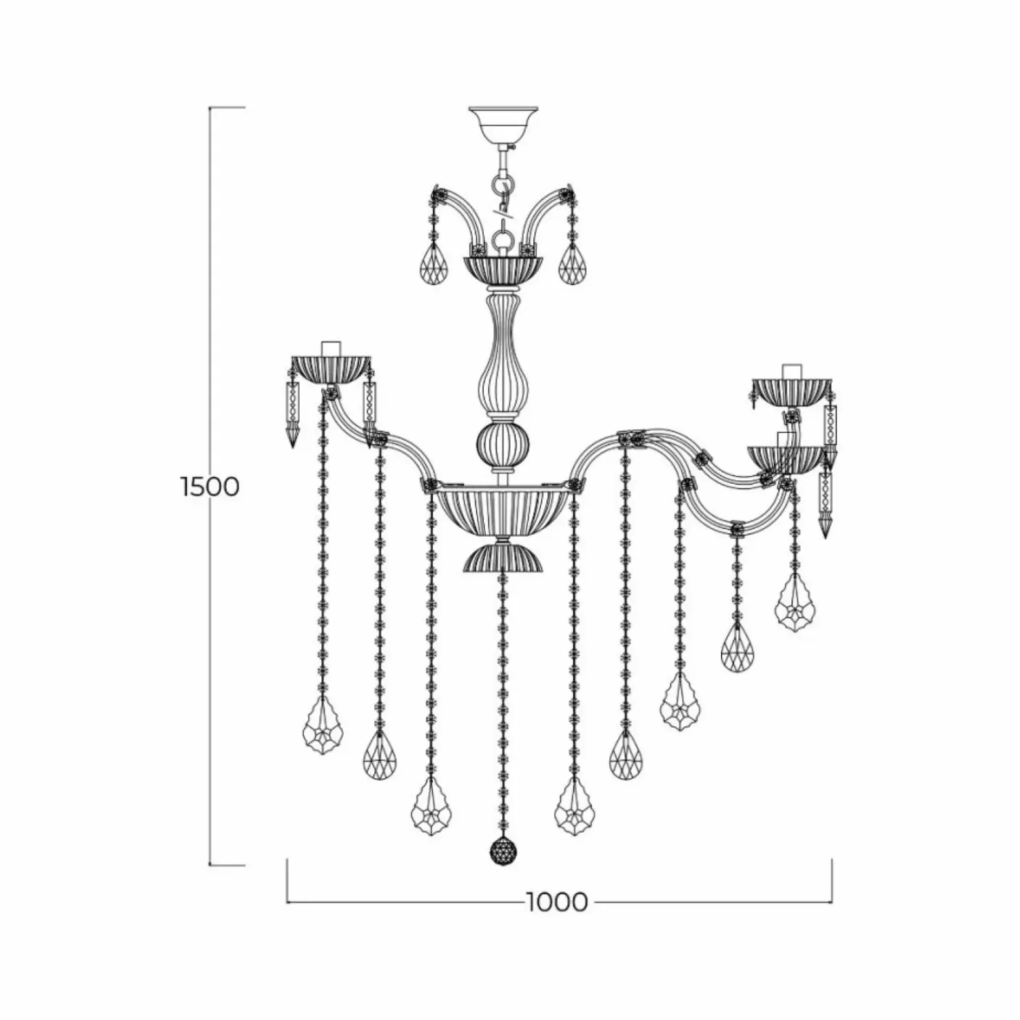Shop Sklep Kaja Dekoracyjna, kryształowa lampa wisząca ZM 17801/10+5-GLD CHATEAU | Kaja