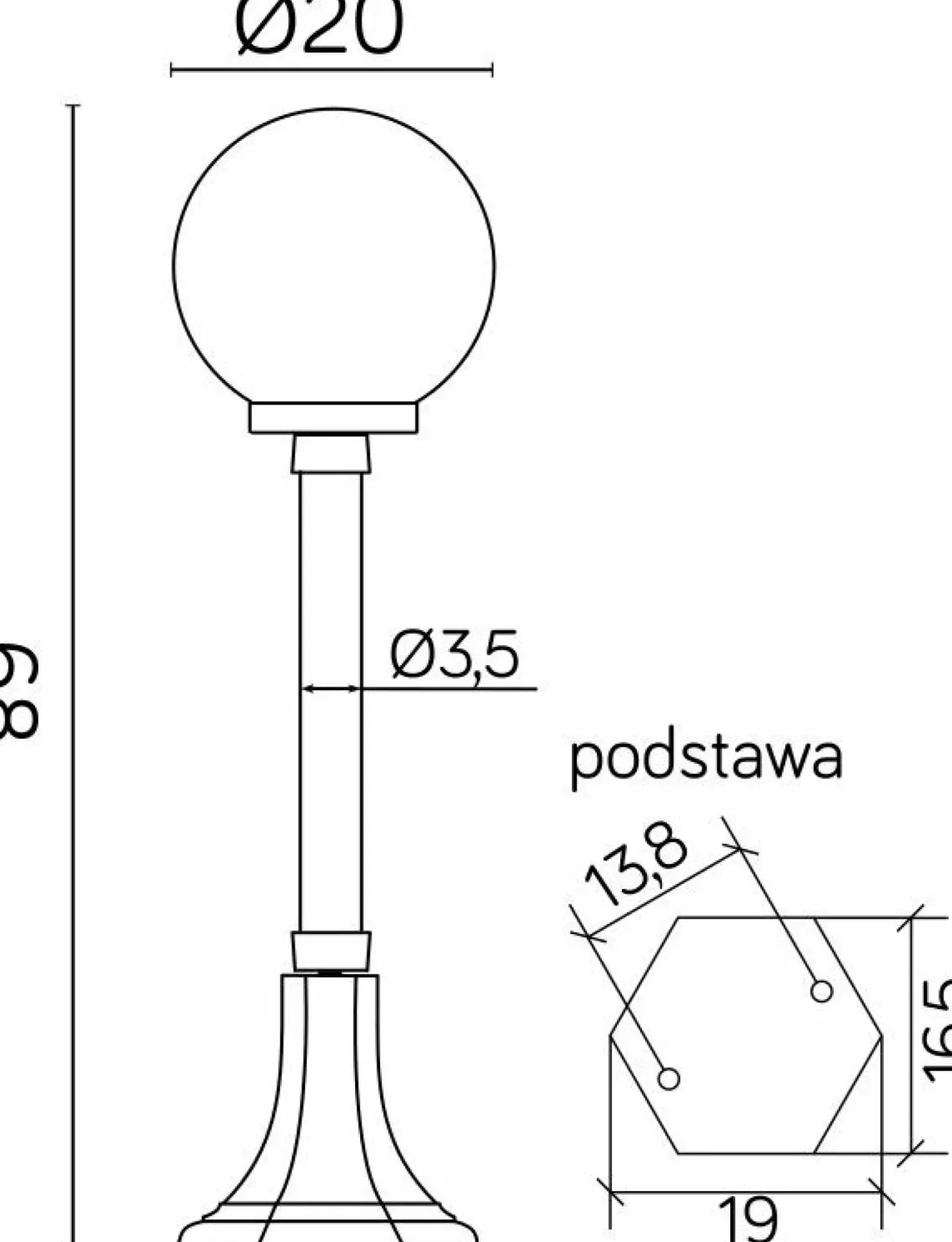 Dekoracyjna lampa ogrodowa K 5002/3/KP 200 z serii KULE CLASSIC | Kaja Oświetlen*Sklep Kaja Online