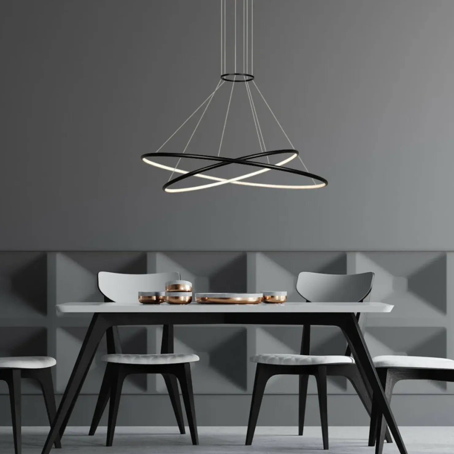Outlet Sklep Kaja Dekoracyjna lampa wisząca do salonu LP-940/2P BK CCT HALIFAX | Kaja