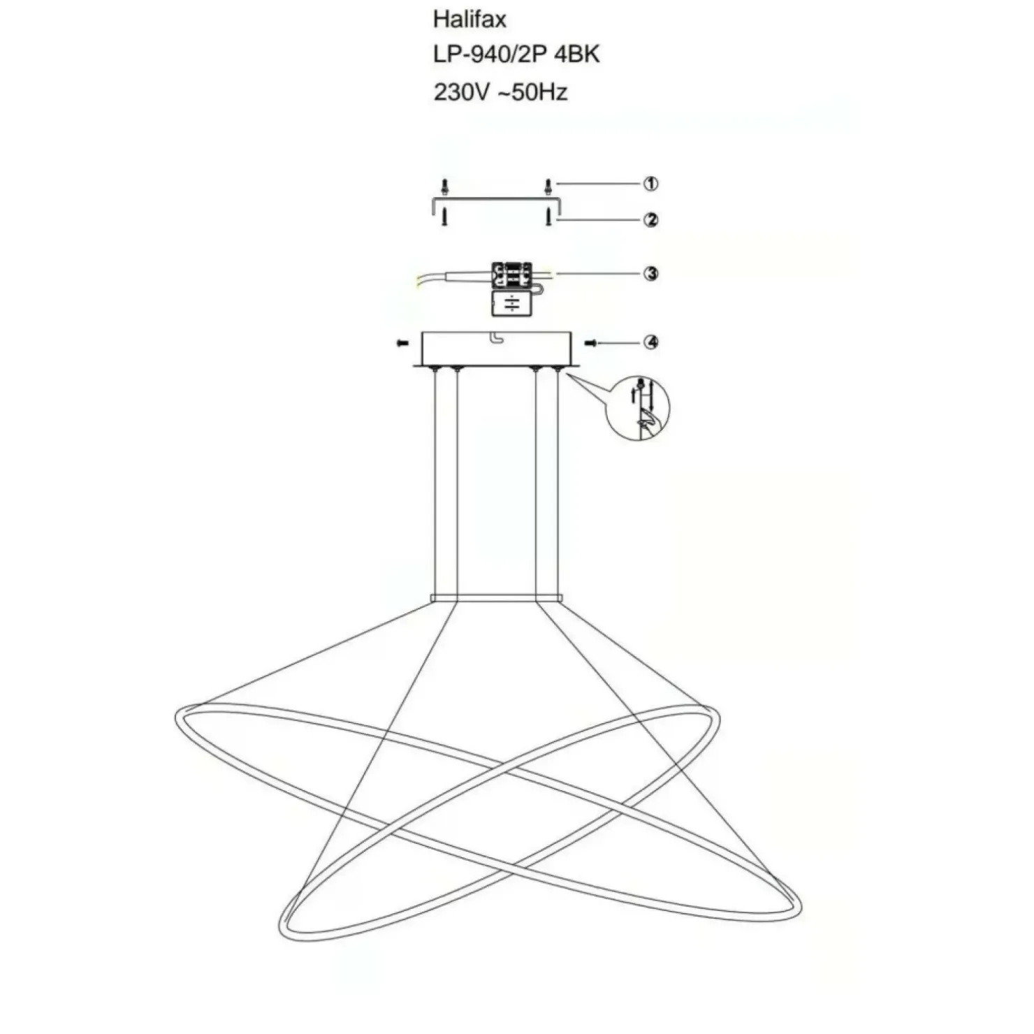 Outlet Sklep Kaja Dekoracyjna lampa wisząca do salonu LP-940/2P BK CCT HALIFAX | Kaja