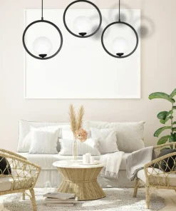 Cheap Sklep Kaja Dekoracyjna lampa wisząca z czarnymi okręgami MLP5594 z serii BOSTON | Kaja Oświ