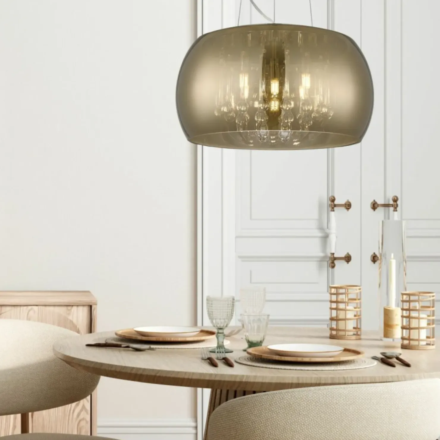 Shop Sklep Kaja Dekoracyjna lampa ze złotym kloszem P0076-05L-F7HF CRYSTAL | Kaja