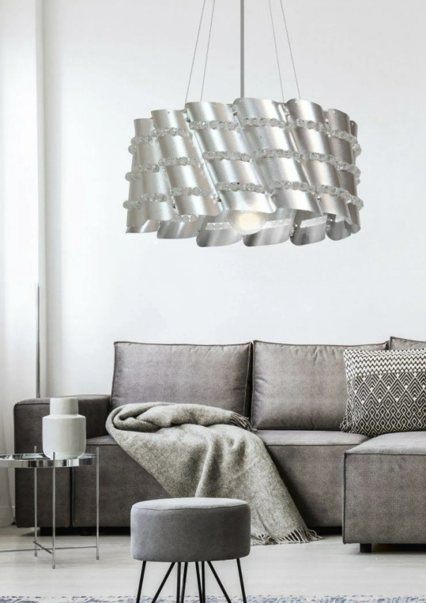 Dekoracyjna, srebrna lampa wisząca 31-40633 SMILE | Kaja Oświetlenie*Sklep Kaja Store