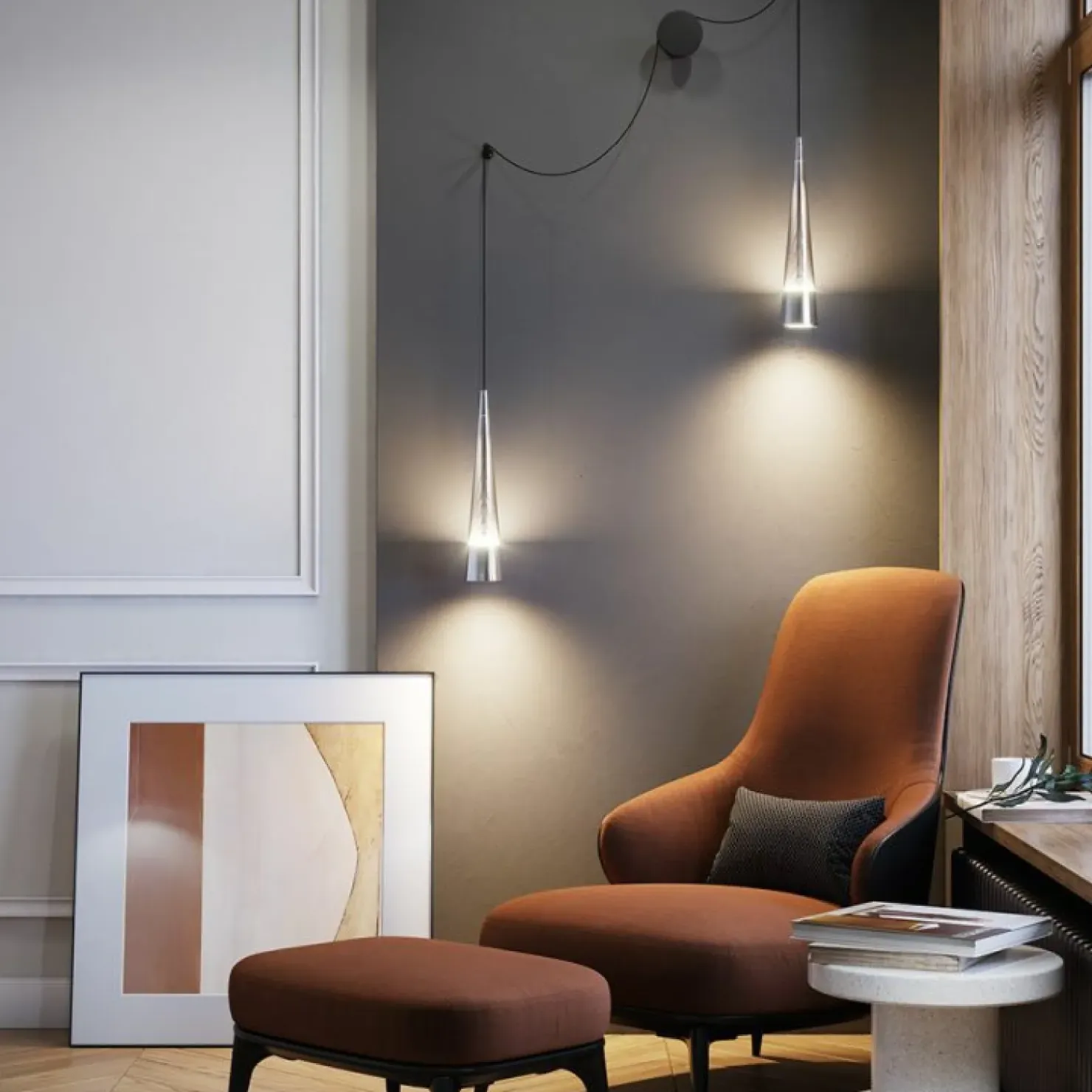 Designerki kinkiet z wiszącymi ramionami P090WL-L24CH3K serii SINTESI*Sklep Kaja Cheap