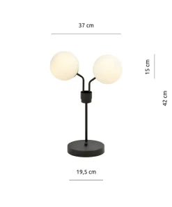 Designerska, czarna lampka z białymi kloszami 1138/LN2 NOVA | Kaja*Sklep Kaja Online