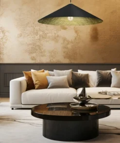 Best Sale Sklep Kaja Designerska, czarno-złota lampa wisząca ⌀90cm MLP0647 FUJI | Kaja