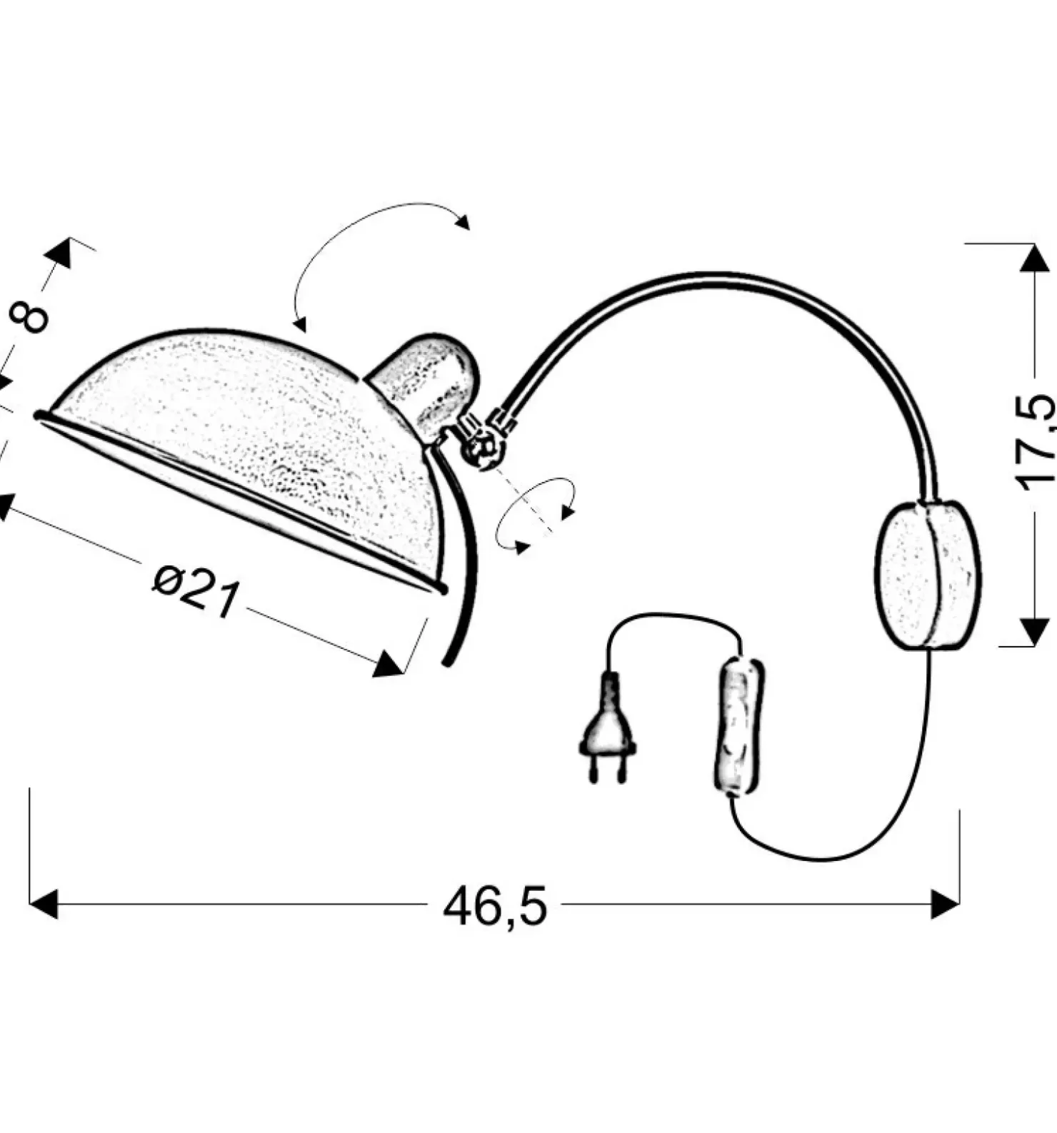 Designerska lampa ścienna z wtyczką 21-53800 NORA | Kaja Oświetlenie*Sklep Kaja Store