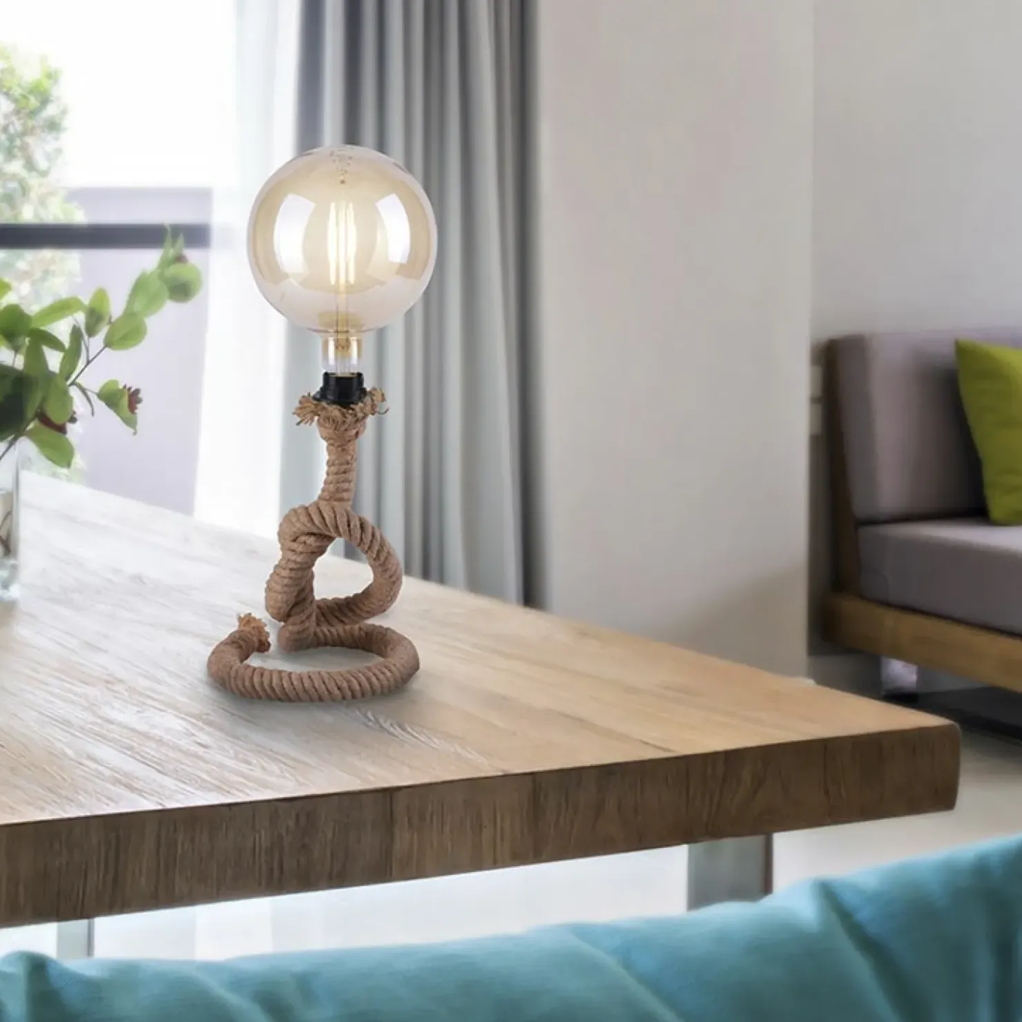 Designerska lampa stołowa, zawinięty sznur 15480-18 z serii ROPE*Sklep Kaja Cheap