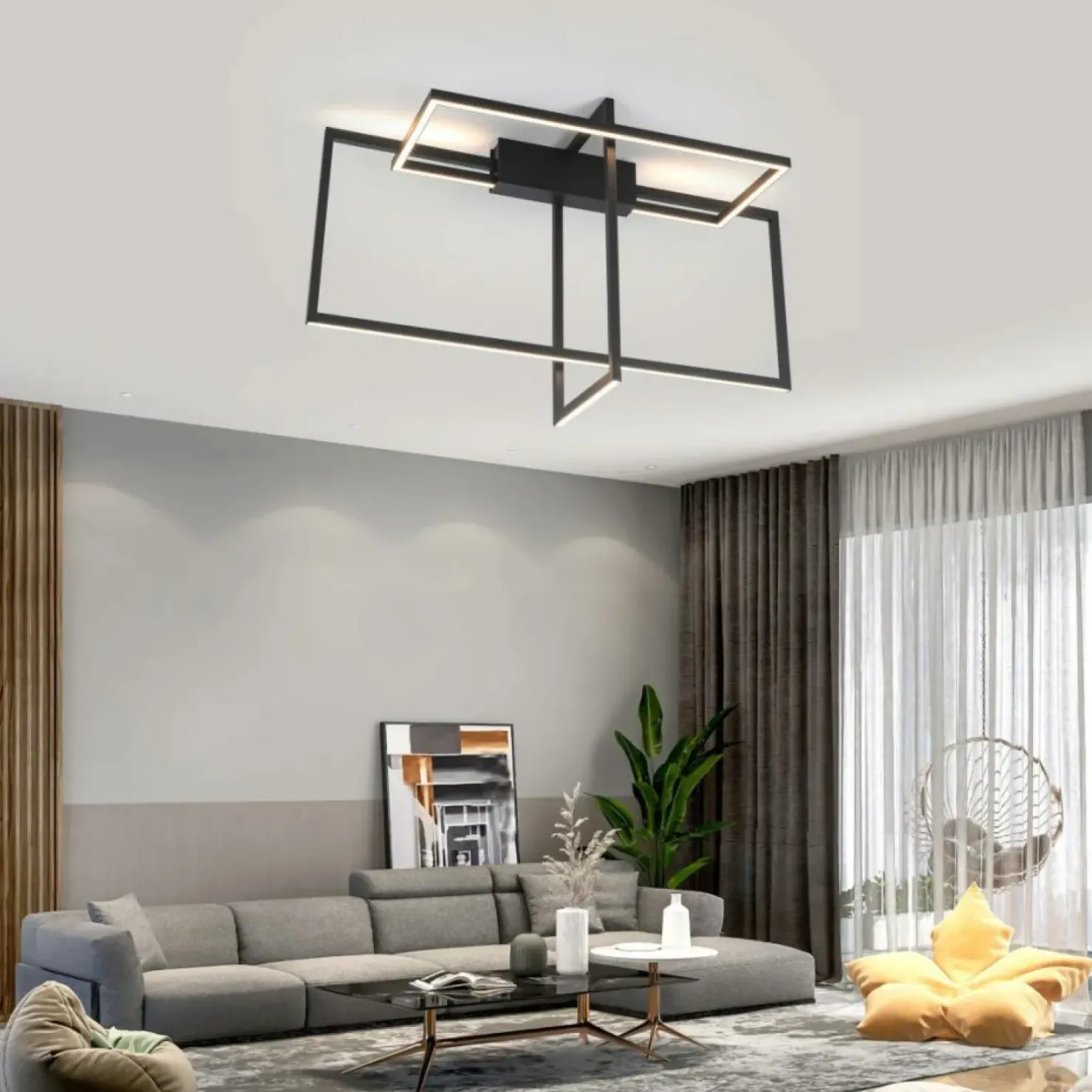 Online Sklep Kaja Designerska lampa sufitowa LED 4000K LP-980/3D4 BK z serii FRAME 3D