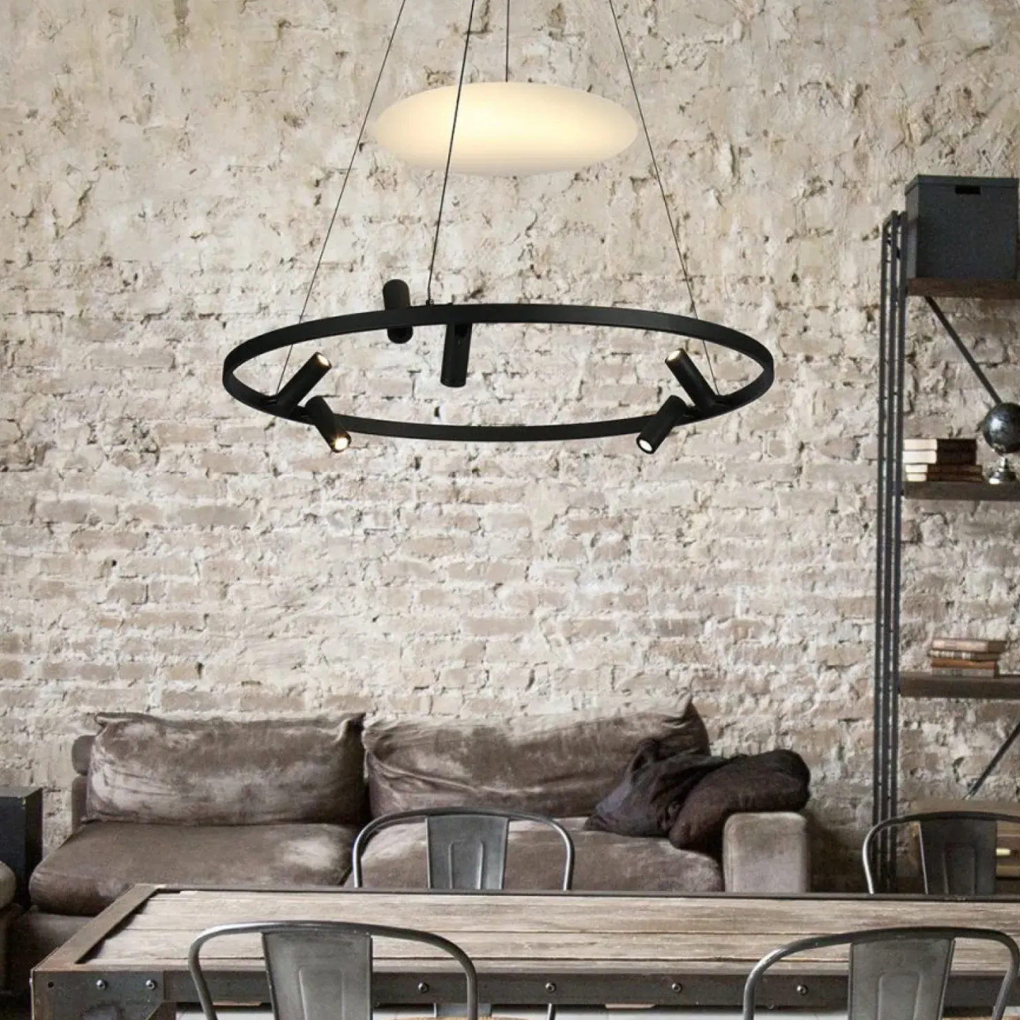 Best Sale Sklep Kaja Designerska lampa wisząca obręcz LP-907/1P BK ALMERIA | Kaja
