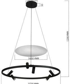 Best Sale Sklep Kaja Designerska lampa wisząca obręcz LP-907/1P BK ALMERIA | Kaja