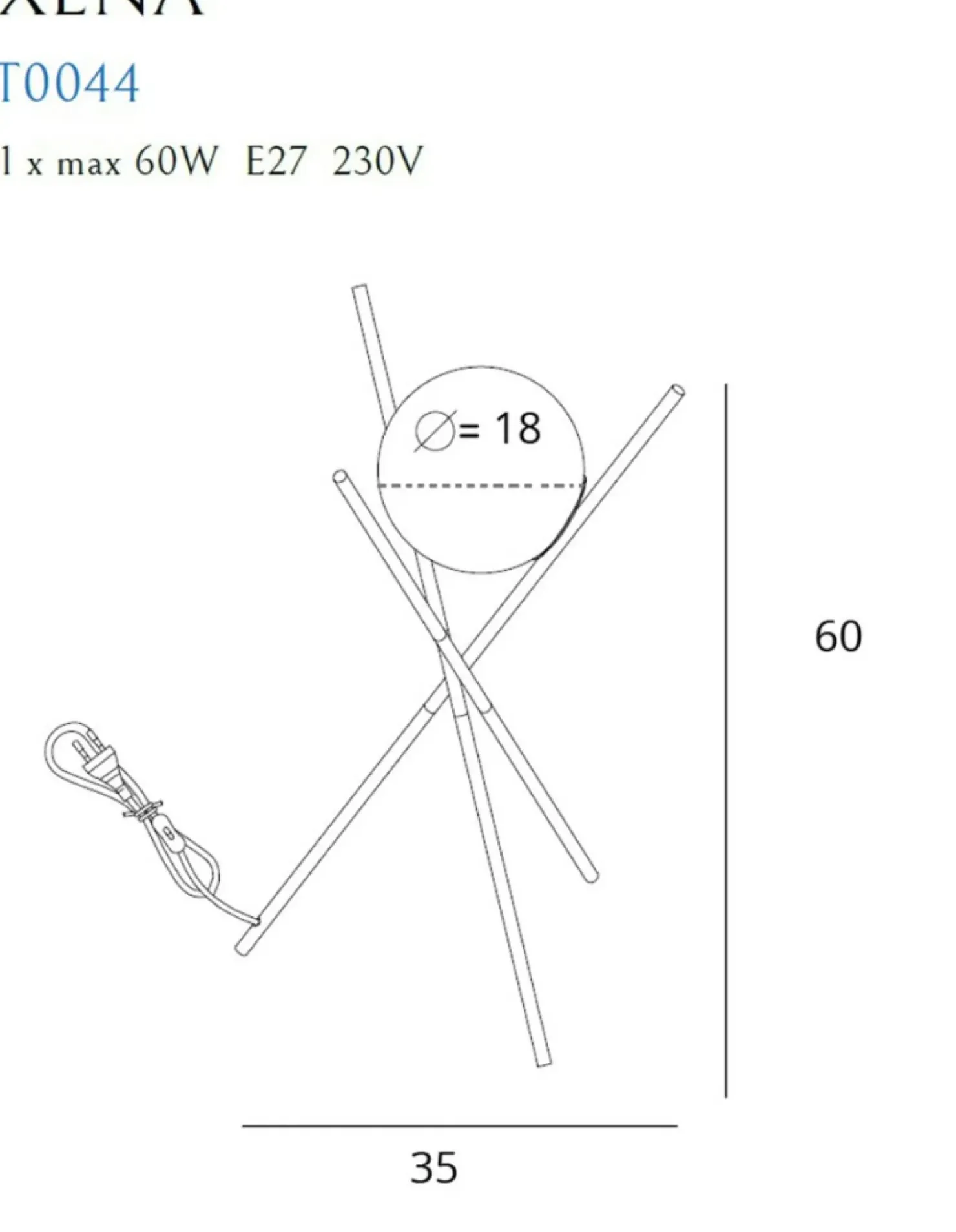 Designerska lampka trójnóg z kloszem MX T0044 XENA | Kaja Oświetlenie*Sklep Kaja Best