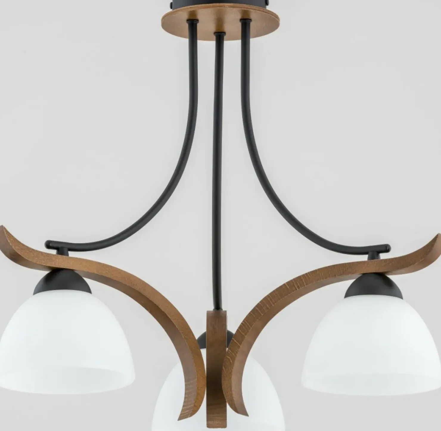 Drewniana lampa sufitowa z 3 mlecznymi kloszami AL 26123 | Kaja*Sklep Kaja Cheap