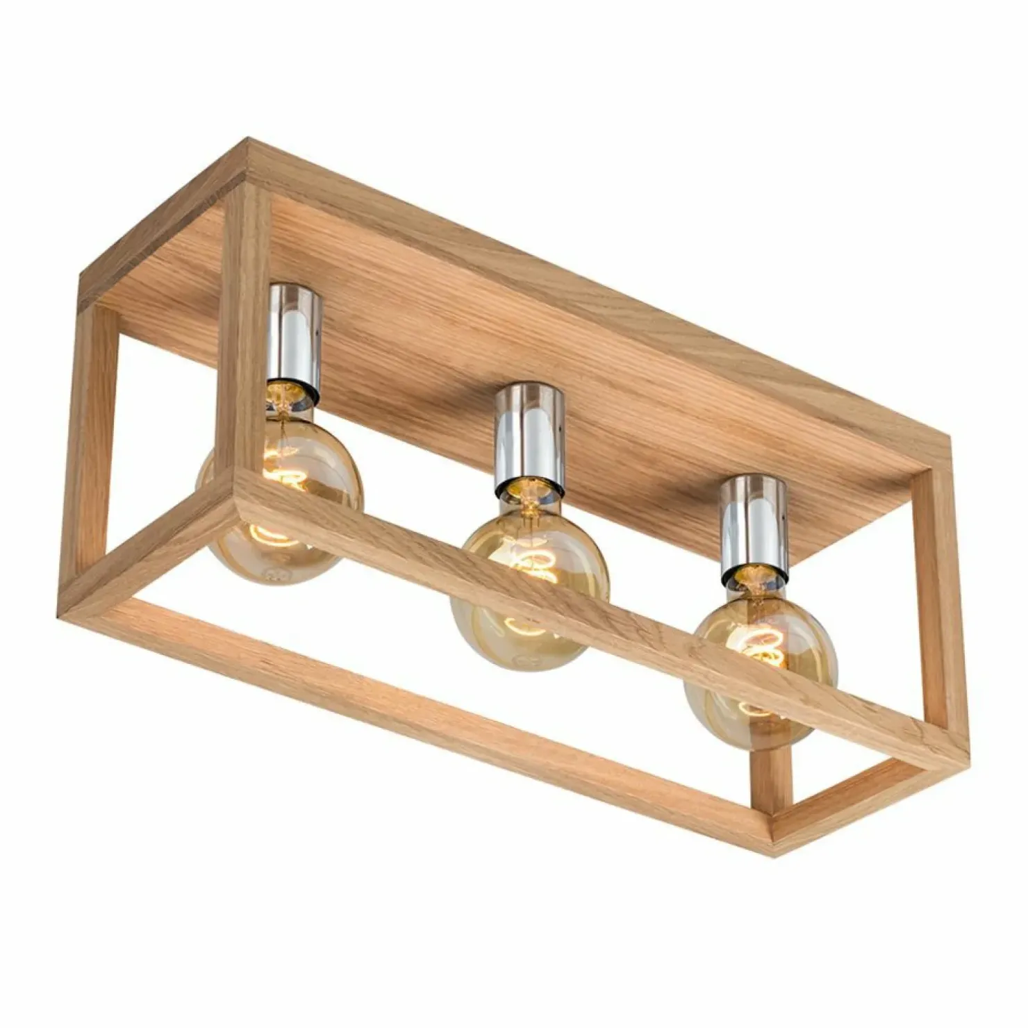 Sale Sklep Kaja Drewniana lampa sufitowa z chromowanymi oprawkami 9158374 KAGO | Kaja