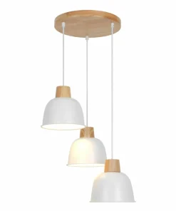 Best Sale Sklep Kaja Drewniana lampa sufitowa z białymi zwisami P21031M-3RORLO | Kaja