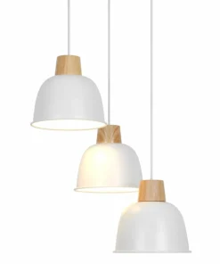 Best Sale Sklep Kaja Drewniana lampa sufitowa z białymi zwisami P21031M-3RORLO | Kaja