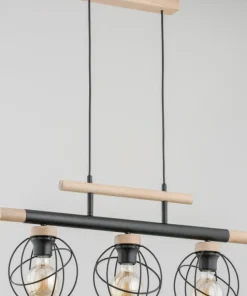 Discount Sklep Kaja Drewniana lampa wisząca z drucianymi kloszami AL 62234 | Kaja