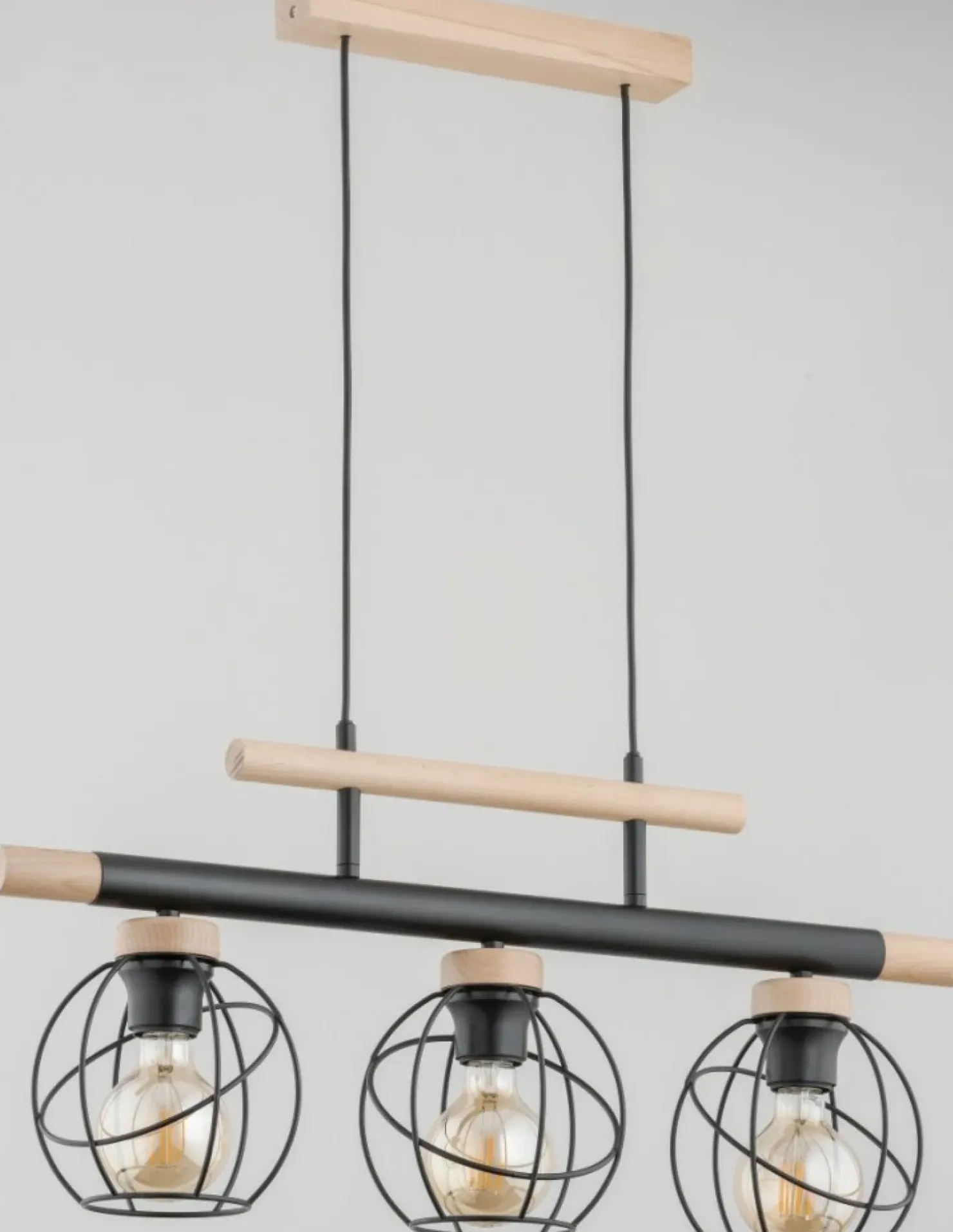 Discount Sklep Kaja Drewniana lampa wisząca z drucianymi kloszami AL 62234 | Kaja