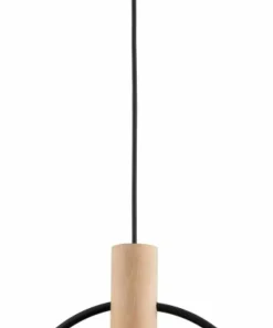 Outlet Sklep Kaja Drewniana lampa wisząca z ciemnym kloszem AL 61136 LABO | Kaja