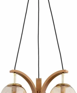 Store Sklep Kaja Drewniana lampa wisząca z ozdobnymi kloszami AL 62325 INSO | Kaja