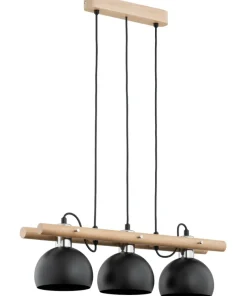 Discount Sklep Kaja Drewniana lampa wisząca z czarnymi kloszami AL 62357 z serii EMORIS
