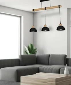 Best Sklep Kaja Drewniana lampa wisząca z trzema kloszami MLP7226 z serii ERIK | Kaja Oświetleni