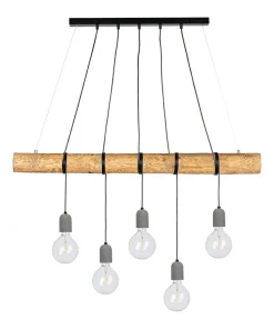 New Sklep Kaja Drewniana lampa z betonowymi oprawkami 69599504 TRABO CONCRETE | Kaja