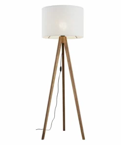 Drewniana lampa z lnianym abażurem TK 16004 GRAND ORZECH | Kaja*Sklep Kaja Hot