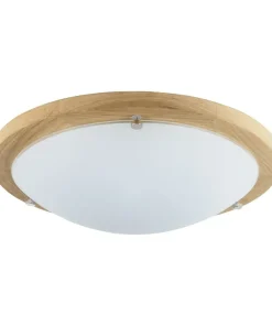 Drewniany, ledowy, okrągły plafon z kloszem ⌀35cm 4753174 FRIDA | Kaja*Sklep Kaja Online