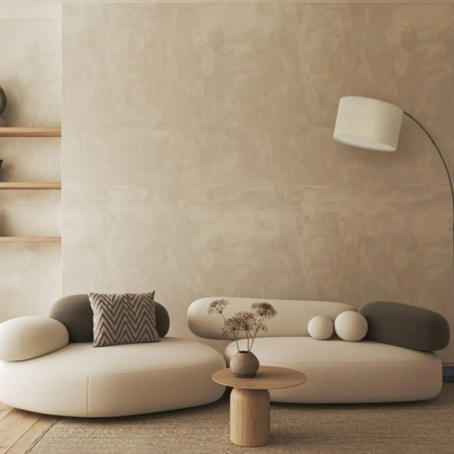Duża lampa podłogowa w kształcie łuku TK 16023 ZENITH LINEN | Kaja*Sklep Kaja Online