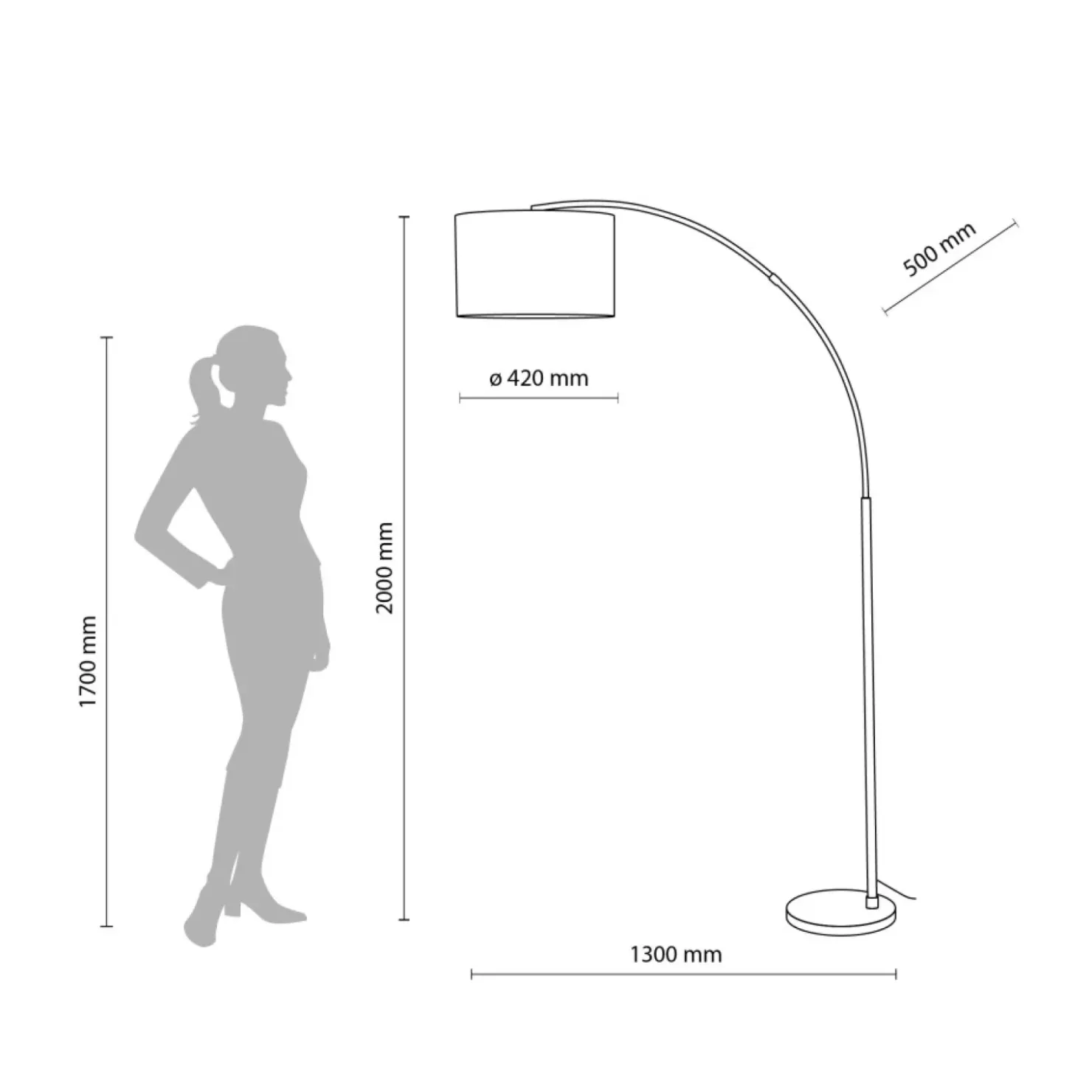 Duża lampa podłogowa w kształcie łuku TK 16023 ZENITH LINEN | Kaja*Sklep Kaja Online