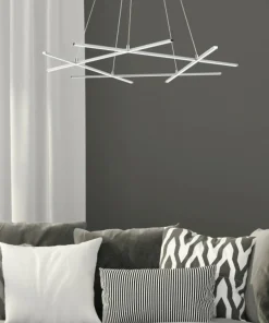 Store Sklep Kaja Duża, ledowa lampa wisząca do salonu A0020-350 ANDROS | Kaja srebrny