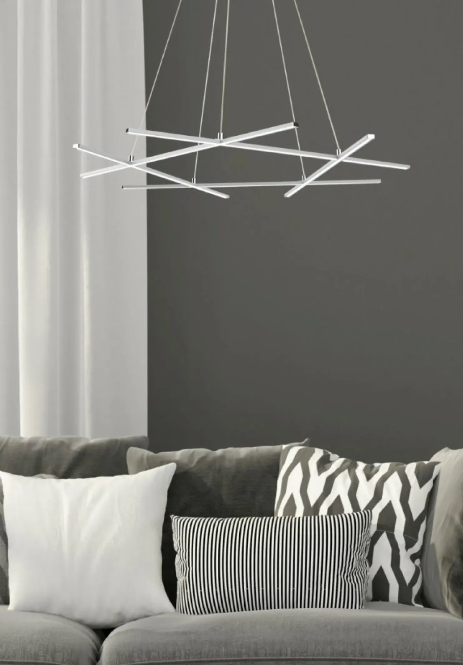 Store Sklep Kaja Duża, ledowa lampa wisząca do salonu A0020-350 ANDROS | Kaja srebrny