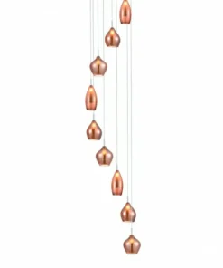 Store Sklep Kaja Długa lampa wisząca z ozdobnymi kloszami AZ3134 AMBER | Kaja miedziany