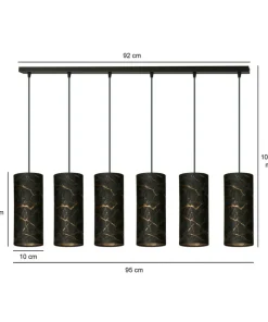 Długa listwa ze smukłymi abażurami na zwisach 1056/6 KARLI | Kaja*Sklep Kaja Shop