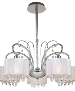 Duży, srebrny żyrandol z kryształkami MDM1583/5 WH SPAN | Kaja*Sklep Kaja Flash Sale