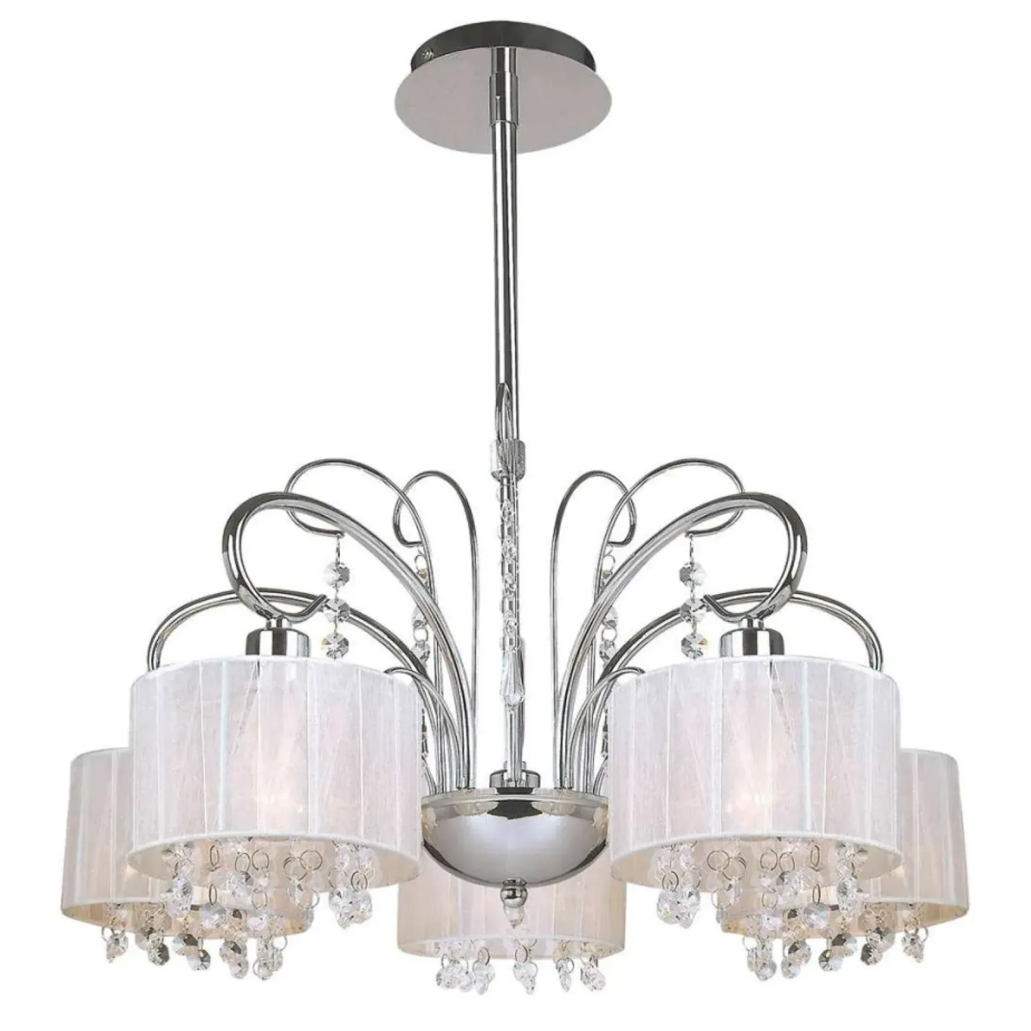Duży, srebrny żyrandol z kryształkami MDM1583/5 WH SPAN | Kaja*Sklep Kaja Flash Sale