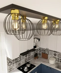 New Sklep Kaja Efektowna lampa sufitowa, czarno-złota 1370/6 z serii NEST