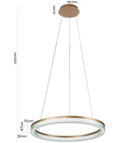 Outlet Sklep Kaja Efektowna lampa wisząca LP-033/1P L GD CRISTAL TRIANGLE MIDWAY | Kaja