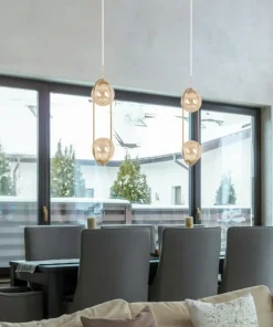 Efektowna lampa wisząca z bursztynowymi kloszami K-5397 z serii SVEN*Sklep Kaja Outlet
