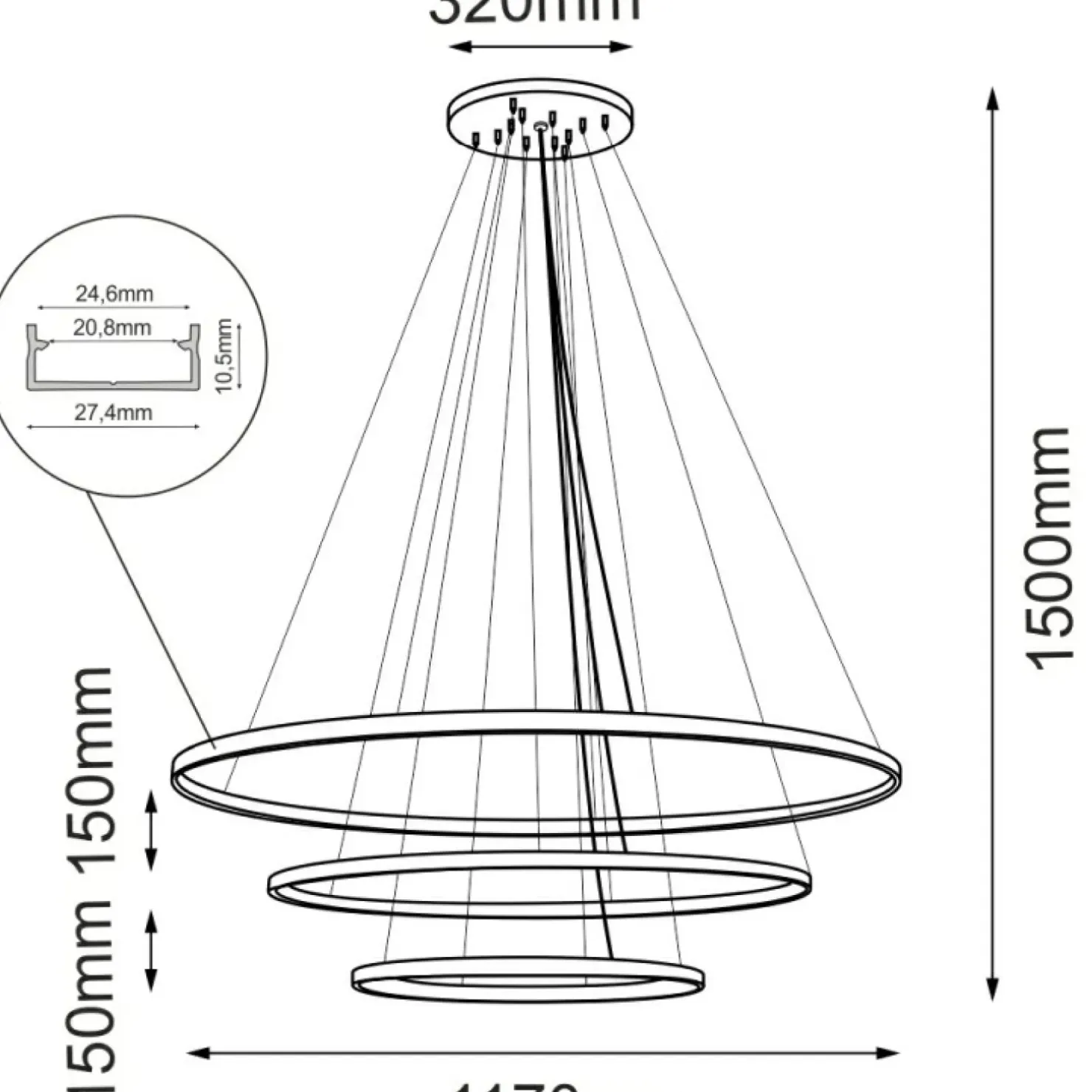 Store Sklep Kaja Efektowna lampa, złote koła ⌀117cm 4000K ANT 5421 z serii AGA