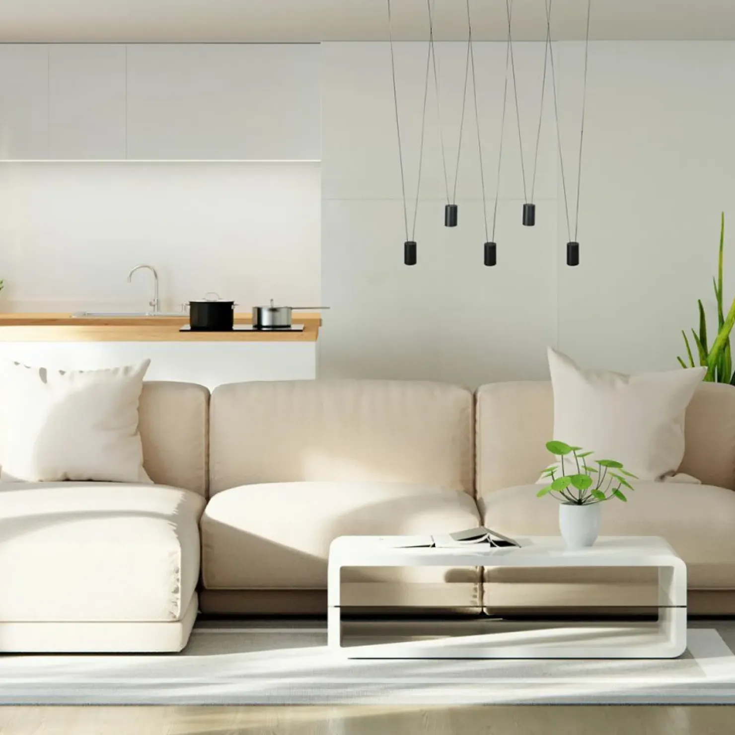 Clearance Sklep Kaja Efektowna, liniowa lampa wisząca z tubami LP-432/5P BK TOLEDO | Kaja