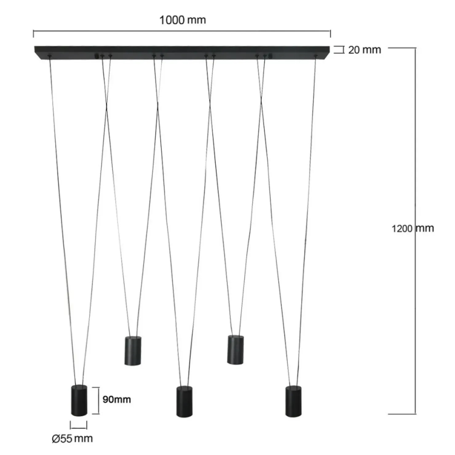 Clearance Sklep Kaja Efektowna, liniowa lampa wisząca z tubami LP-432/5P BK TOLEDO | Kaja