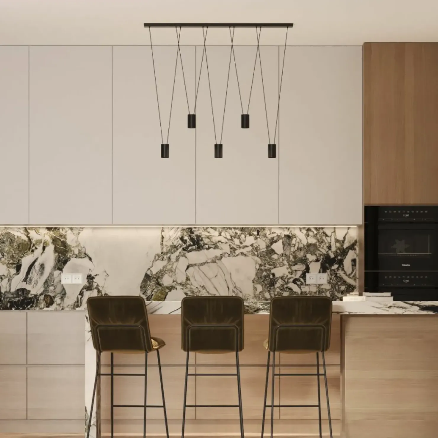Clearance Sklep Kaja Efektowna, liniowa lampa wisząca z tubami LP-432/5P BK TOLEDO | Kaja