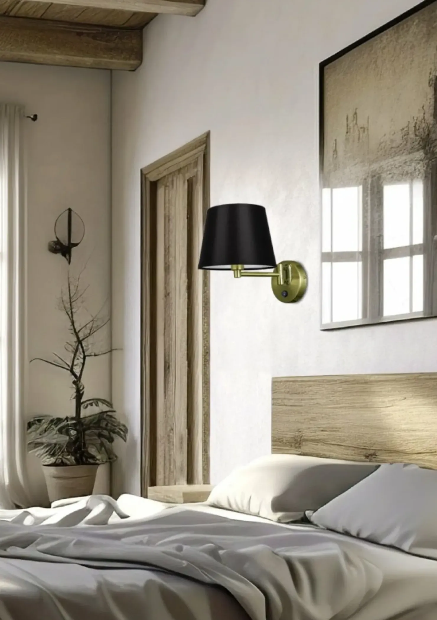 Efektowny kinkiet ścienny, z czarnym abażurem 21-27597 z serii IBIS | Kaja Oświe*Sklep Kaja Discount
