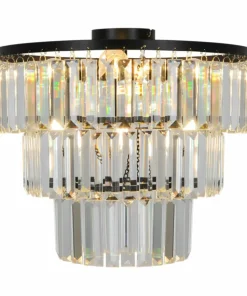Outlet Sklep Kaja Elegancka, kryształowa lampa sufitowa P17127-4-BK TIFANNY | Kaja